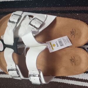 White Double Buckle Sandals